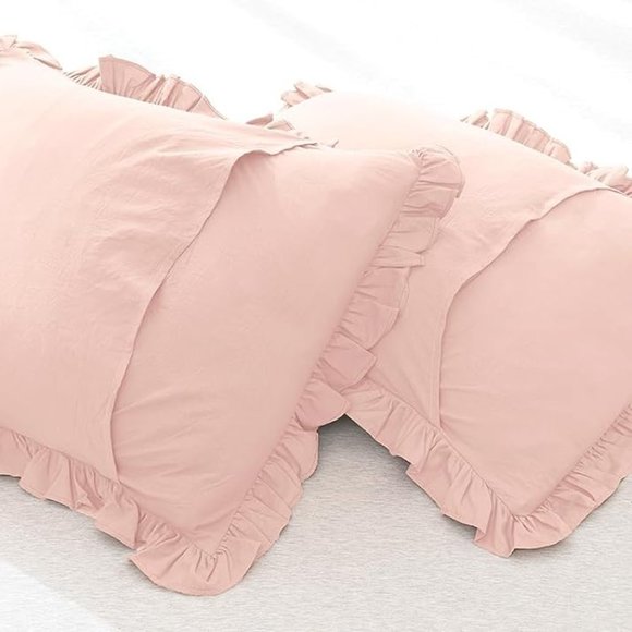 Petal Pink Full Size Bed Comforter Set Soft Blush French Shabby Chic Bedding New - Picture 5 of 11